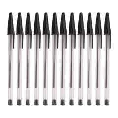 Ballpoint Pens Clear Barrel 1.0mm Medium Tip Black Box 12