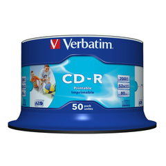 Verbatim Printable CD-R 700 MB / 52x / 80 Min - 50-Pack Spindle